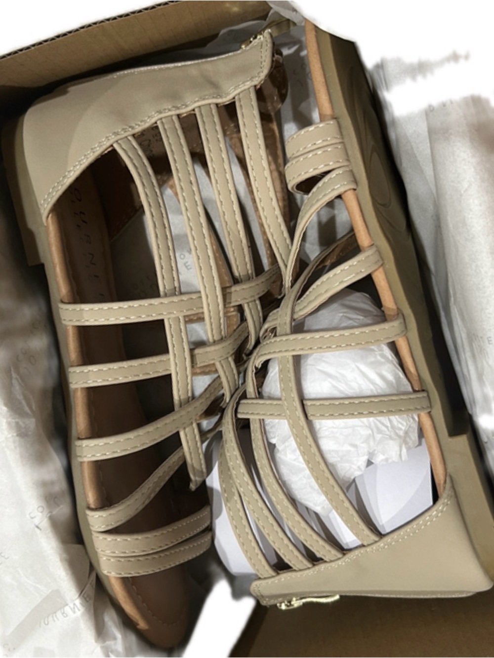 New with box Journee beige women's sandals size 6.5, shoes for women gift, shoes